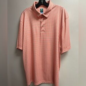 MEN’s EUC Pro Tour Classic Orange and White Checkered Polo Shirt Men’s XL